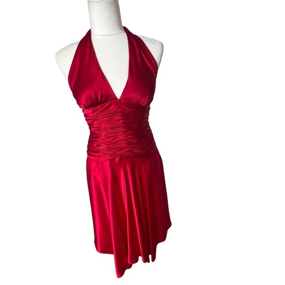 Cache Red Silk Halter High-Low Dress in Size 6 - Picture 2 of 13